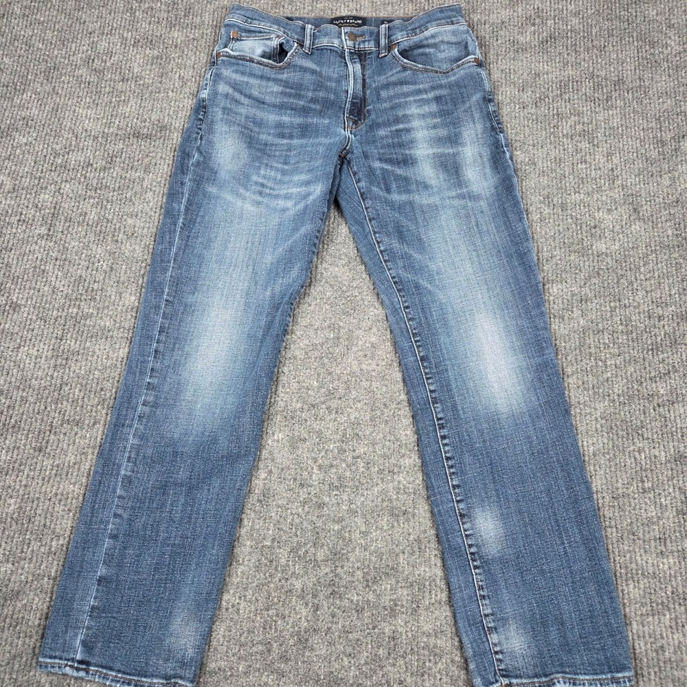 Lucky Brand 121‎ Slim Mens Blue Medium Wash Distressed Denim Jeans 32x30 26203
